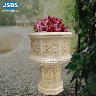 Beige Edged Floral Planter, JS-P178